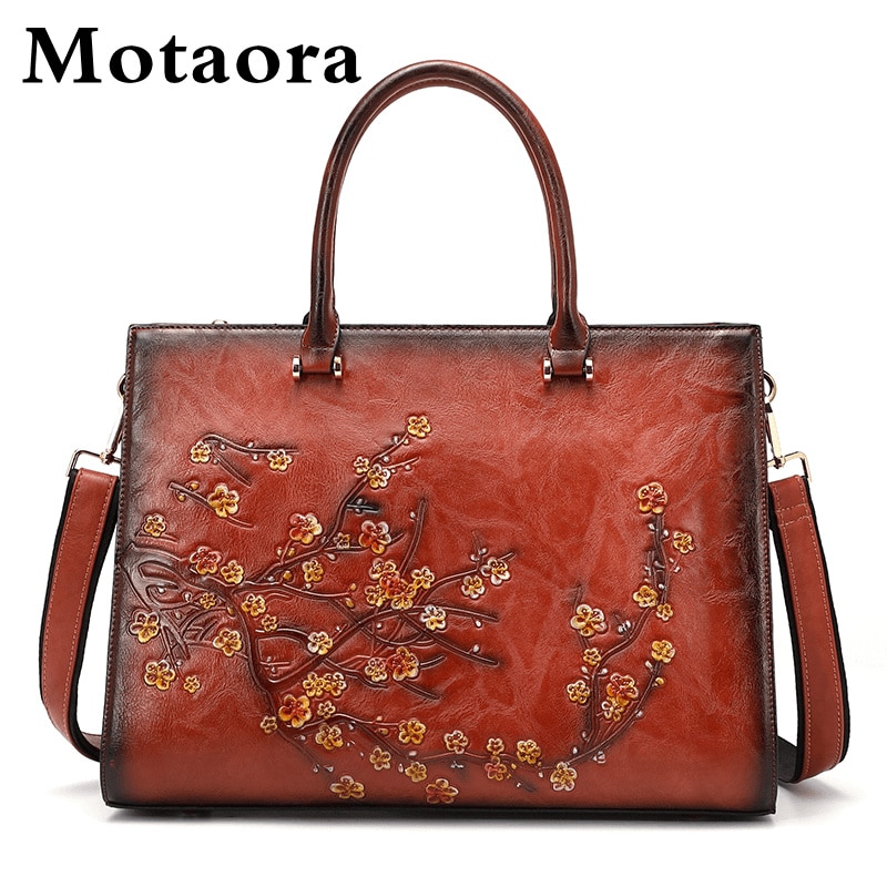 MOTAORA-Bolso de hombro con relieve Vintage para mujer, bandolera de cuero con asa superior, de gran capacidad, Floral